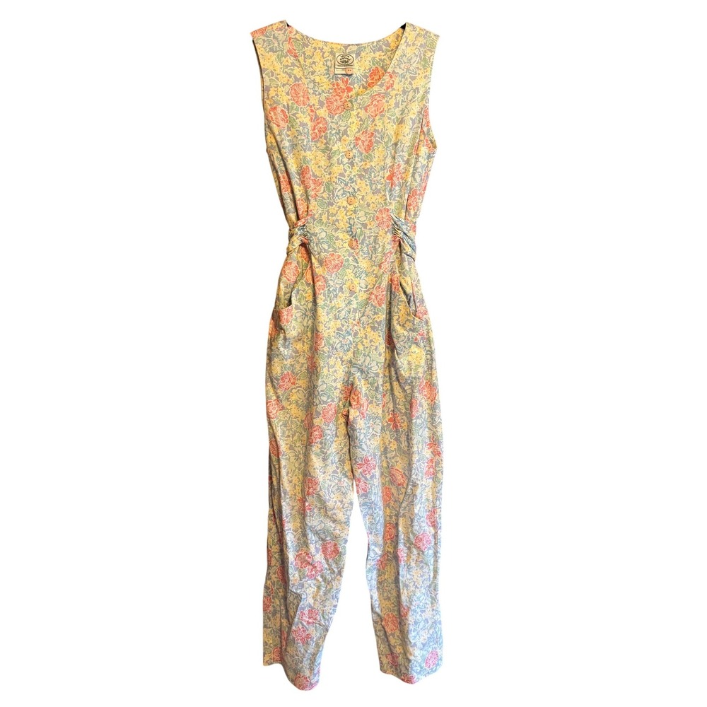 Vintage Laura Ashley Floral Jumpsuit Medium Cotton Made in Great Britain